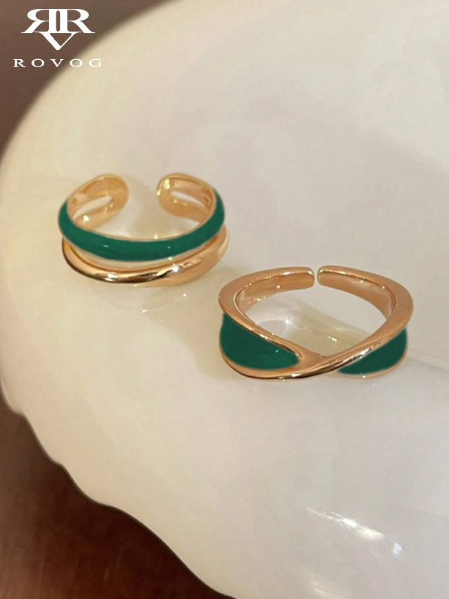 🌹2 Piezas Conjunto De Anillos Simples Y Dulces De Aleación Para Mujer