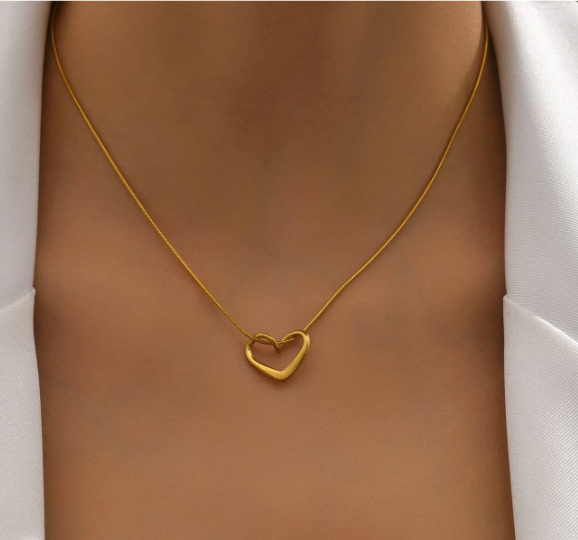 🍄 ❶❺Collar De Acero Inoxidable En Forma De Corazón,