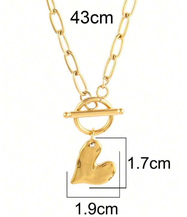 ❶❷🩷Collar De Corazón De Acero Inoxidable Retro Dorado Con Colgante De Amor